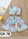 Sky Blue Colour GURUKRUPA Girls Party Wear Stylish Off Shoulder Kids Colllection GK-78
